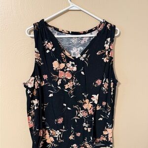 Maurices Black and Pink Floral Tank Top